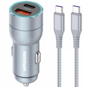 Автомобільний зарядний пристрій Amaya ACC-CC08 PD20W+QC3.0 total 43W (1USB-A/1C) + кабель Type-C to Type-C
