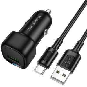 Автомобільний зарядний пристрій Borofone BZ34 Cloud QC3.0 (1USB-A) + кабель USB to Type-C