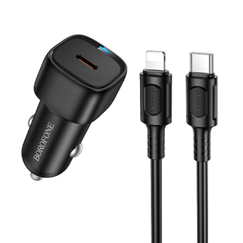 Автомобільний зарядний пристрій Borofone BZ34A Cloud PD20W (1USB-C) + кабель Type-C to Lightning