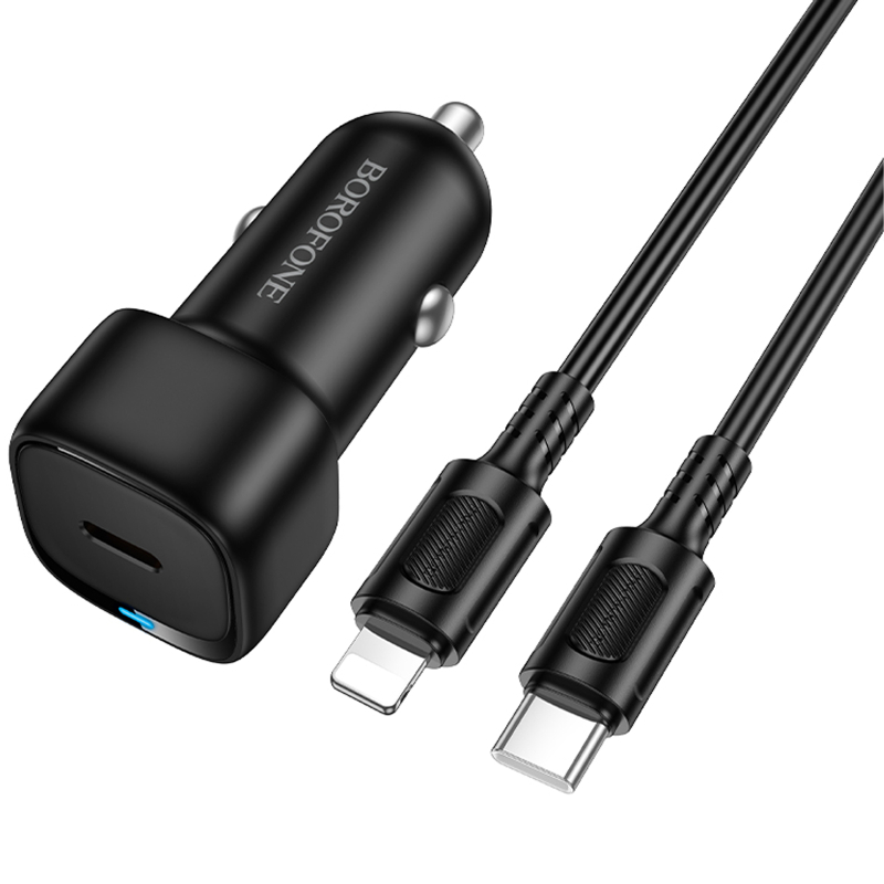 Автомобільний зарядний пристрій Borofone BZ34A Cloud PD20W (1USB-C) + кабель Type-C to Lightning - Зображення 3