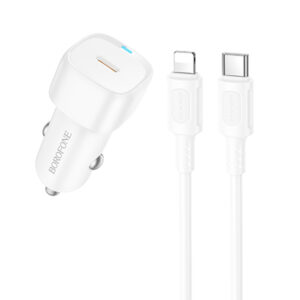 Автомобільний зарядний пристрій Borofone BZ34A Cloud PD20W (1USB-C) + кабель Type-C to Lightning