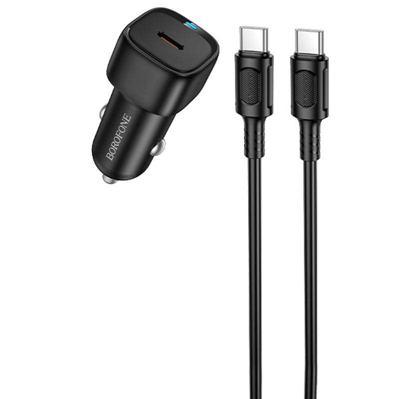 Автомобільний зарядний пристрій Borofone BZ34A Cloud PD20W (1USB-C) + кабель Type-C to Type-C