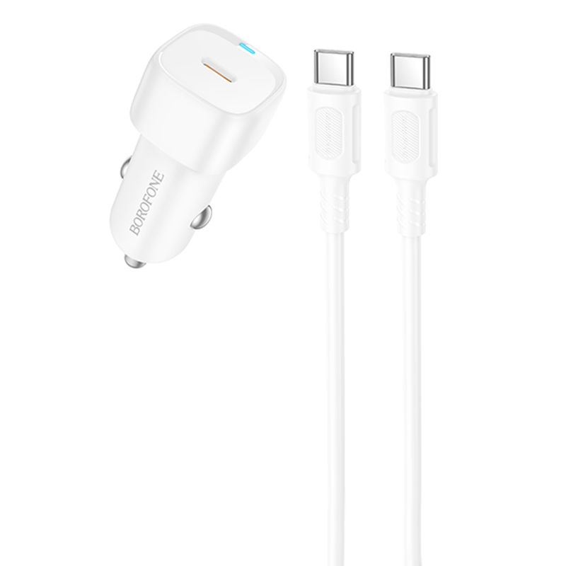 Автомобільний зарядний пристрій Borofone BZ34A Cloud PD20W (1USB-C) + кабель Type-C to Type-C