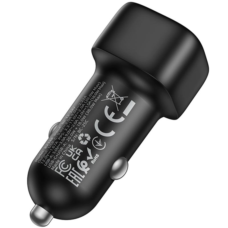 Автомобільний зарядний пристрій Borofone BZ34B Cloud PD20W+QC3.0 total 38W (1USB-A/1C) - Зображення 5