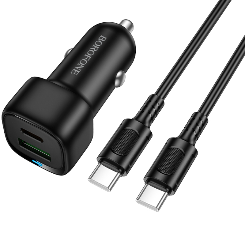 Автомобільний зарядний пристрій Borofone BZ34B Cloud PD20W+QC3.0 total 38W (1USB-A/1C) + кабель Type-C to Type-C - Зображення 3