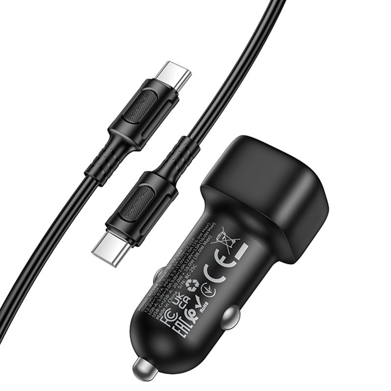 Автомобільний зарядний пристрій Borofone BZ34B Cloud PD20W+QC3.0 total 38W (1USB-A/1C) + кабель Type-C to Type-C - Зображення 4