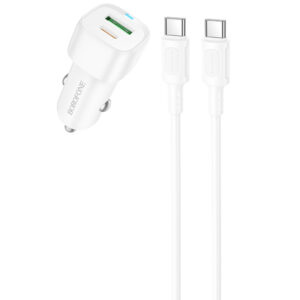 Автомобільний зарядний пристрій Borofone BZ34B Cloud PD20W+QC3.0 total 38W (1USB-A/1C) + кабель Type-C to Type-C
