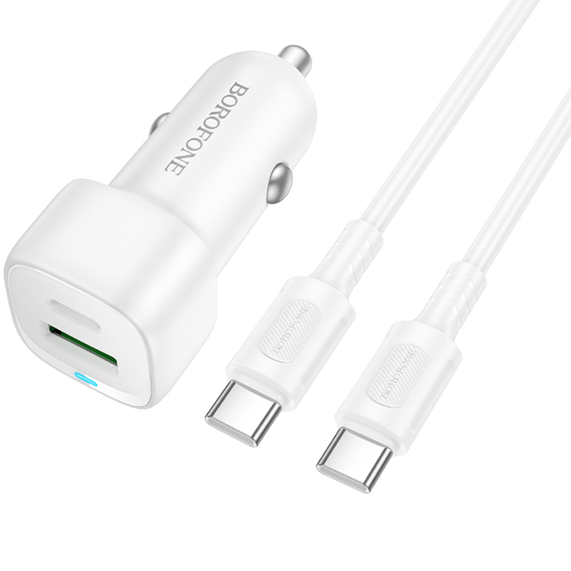 Автомобільний зарядний пристрій Borofone BZ34B Cloud PD20W+QC3.0 total 38W (1USB-A/1C) + кабель Type-C to Type-C - Зображення 3