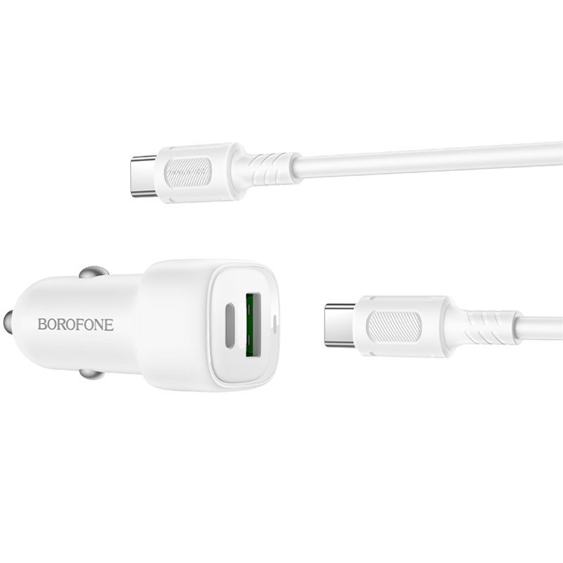 Автомобільний зарядний пристрій Borofone BZ34B Cloud PD20W+QC3.0 total 38W (1USB-A/1C) + кабель Type-C to Type-C - Зображення 4