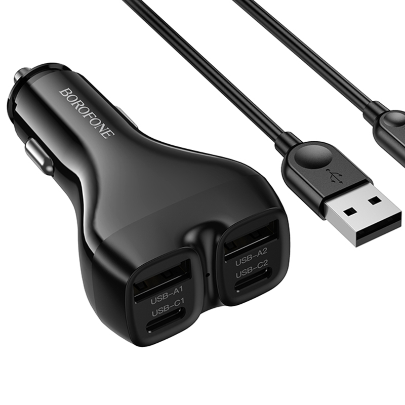 Автомобільний зарядний пристрій Borofone BZ35 Leader PD15W+QC3.0 total 30W (2USB-A/2C) + кабель USB to Lightning - Зображення 3
