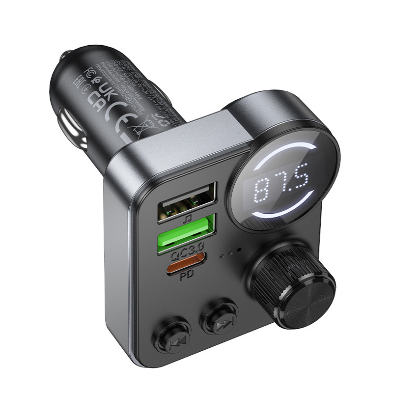 Автомобільний зарядний пристрій FM модулятор Hoco E86 Alegria PD30W+QC3.0 48W (2USB-A/1C) - Зображення 3