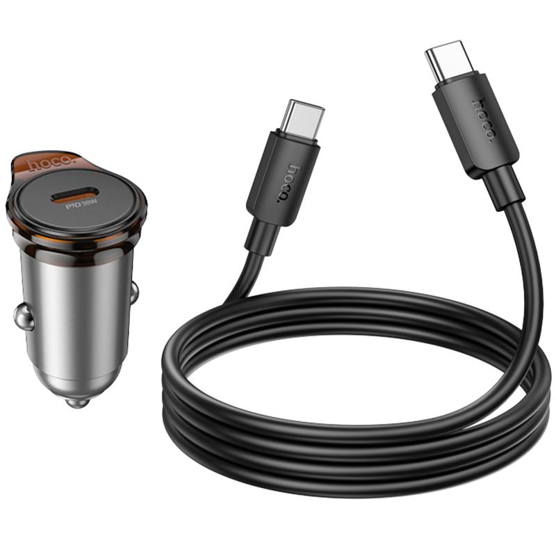 Автомобільний зарядний пристрій Hoco NZ16 Rigorous PD30W (1USB-C) + кабель Type-C to Type-C - Зображення 2