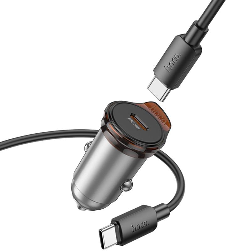 Автомобільний зарядний пристрій Hoco NZ16 Rigorous PD30W (1USB-C) + кабель Type-C to Type-C - Зображення 5