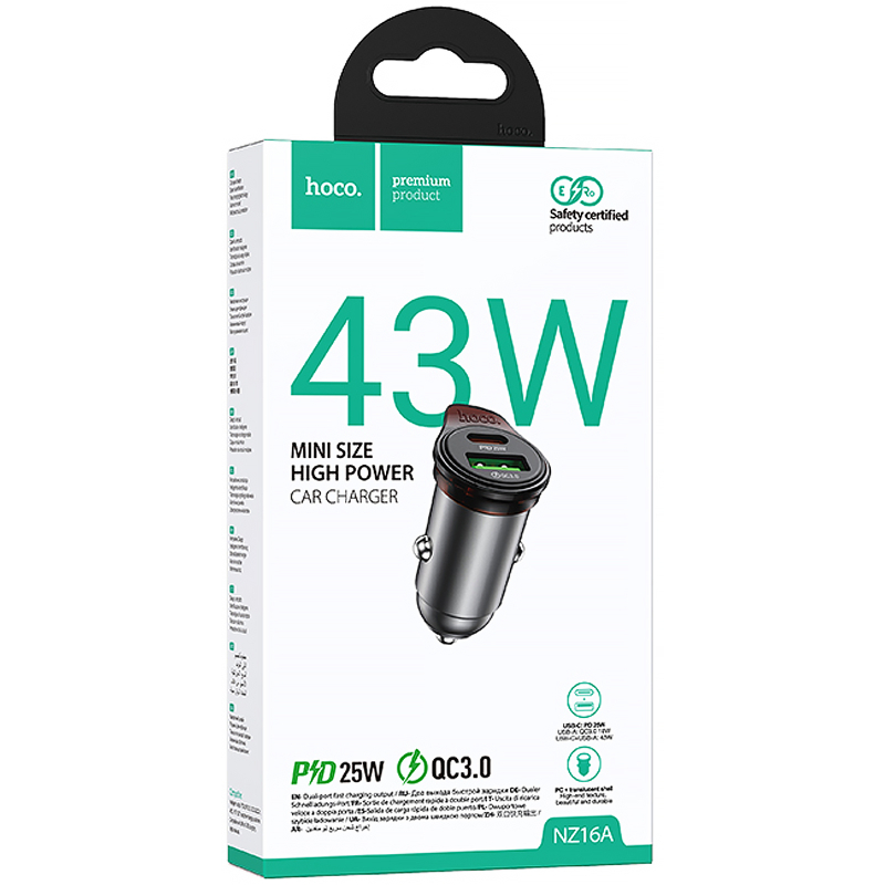 Автомобільний зарядний пристрій Hoco NZ16A Rigorous 43W (1USB-A/1C) - Зображення 2