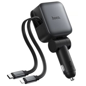 Автомобільний зарядний пристрій Hoco Z67A Triunfar PD45W+QC3.0 total 60W with retractable cables (1USB-A/2C/1L)