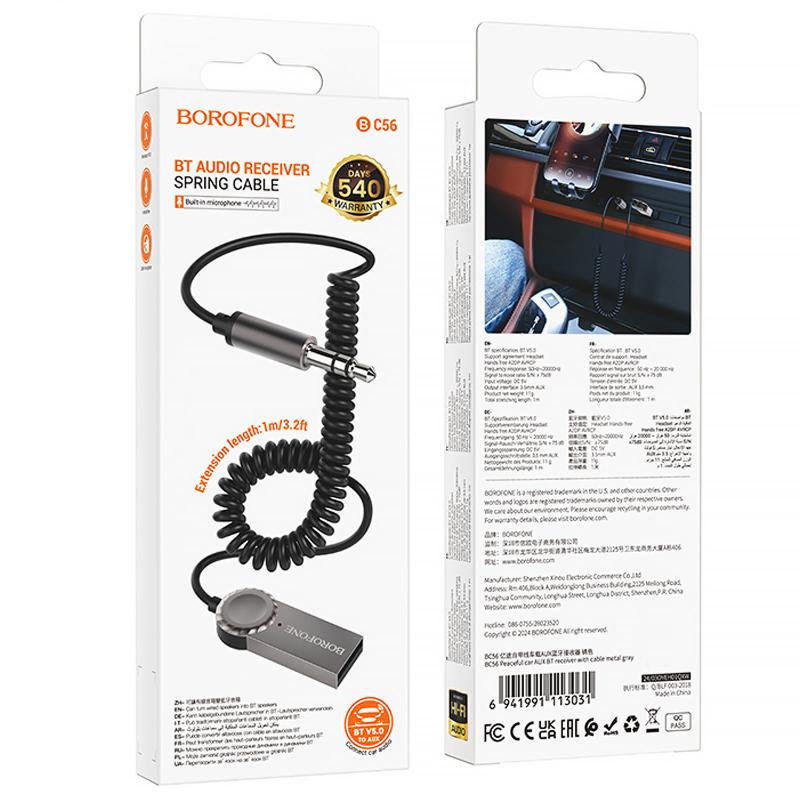 Bluetooth аудіо ресивер Borofone BC56 Peaceful (AUX 3.5mm+USB-A) - Зображення 4