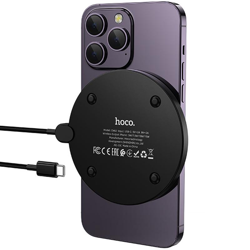 Бездротовий зарядний пристрій Hoco CW62 Peak with digital display and cable 15W - Зображення 5