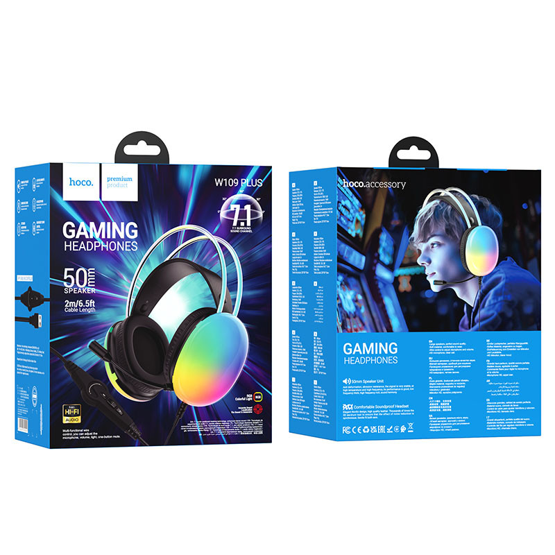 Накладні навушники Hoco W109 Plus Rich USB7.1 channel gaming (USB/2m) - Зображення 6