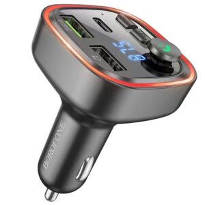 Автомобільний зарядний пристрій FM модулятор Borofone BC48 Broad 18W+QC3.0 (2USB-A/1C)