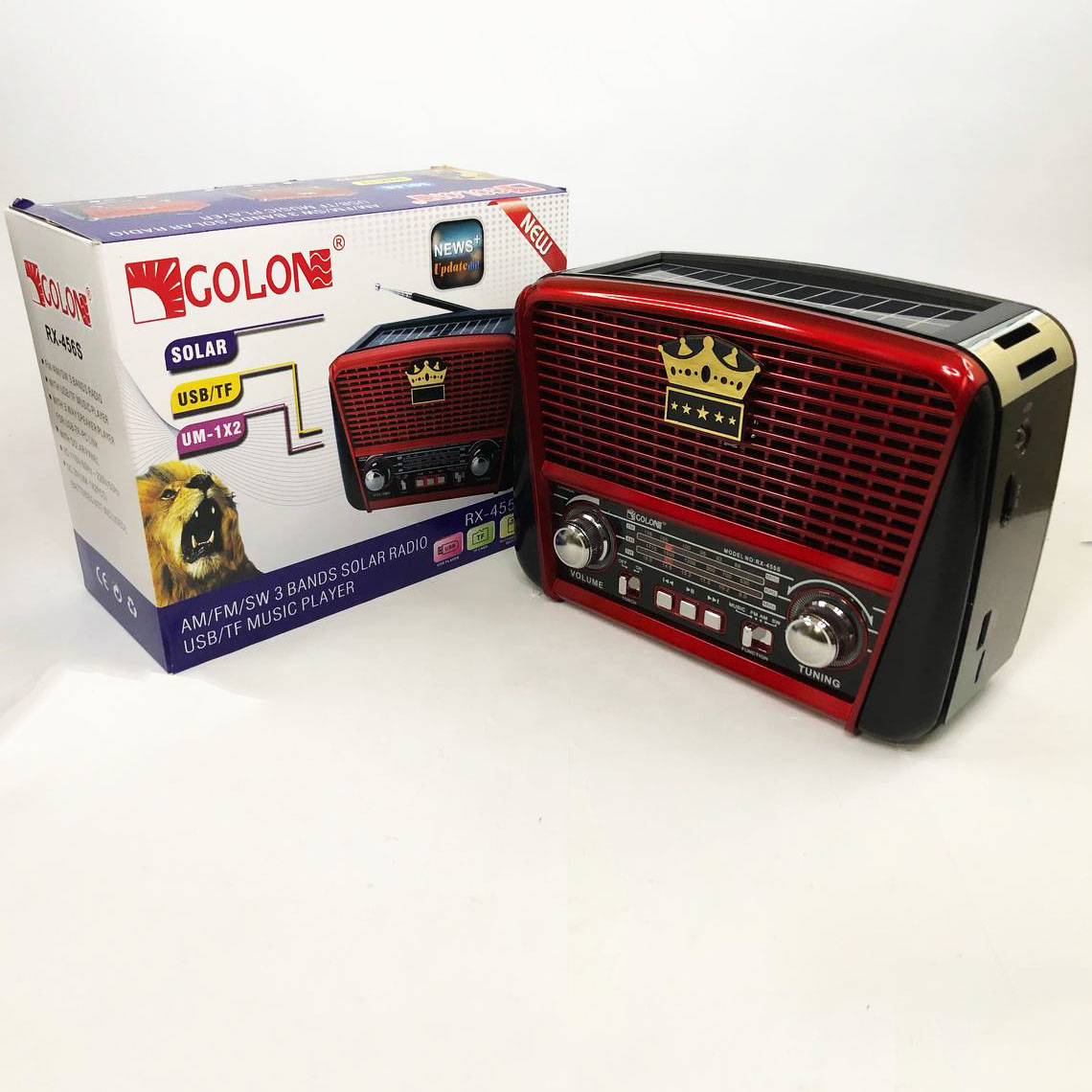 Радіоприймач Golon RX-455S USB / акумулятор сонячна панель, Радіоприймач з гарним прийомом для дачі - Зображення 4