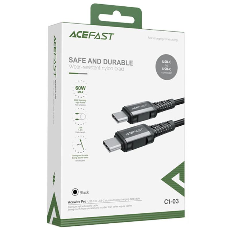 Дата кабель Acefast C1-03 Type-C to Type-C 60W (1.2m) - Зображення 3
