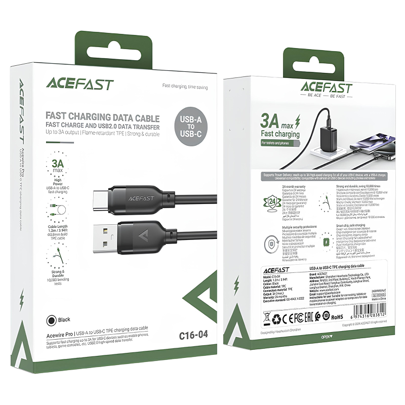 Дата кабель Acefast C16-04 USB to Type-C 3A (1.2m) - Зображення 5