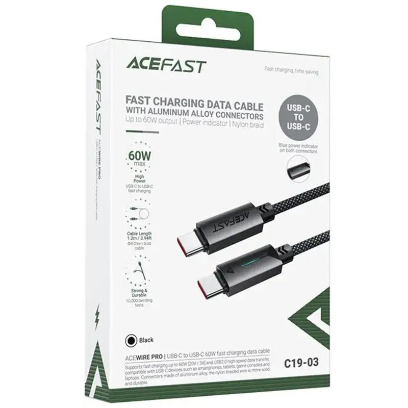 Дата кабель Acefast C19-03 Type-C to Type-C 60W (1.2m) - Зображення 2
