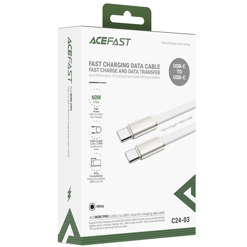Дата кабель Acefast C24-03 Type-C to Type-C 60W (1.2m) - Зображення 5