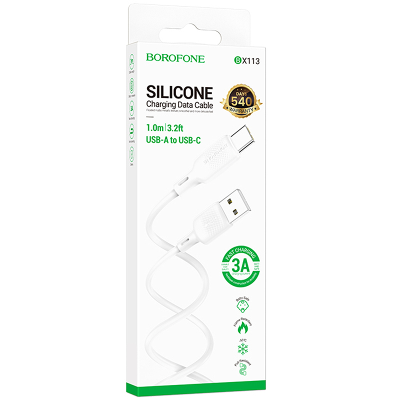 Дата кабель Borofone BX113 Lenny USB to Type-C 3A (1m) - Зображення 3