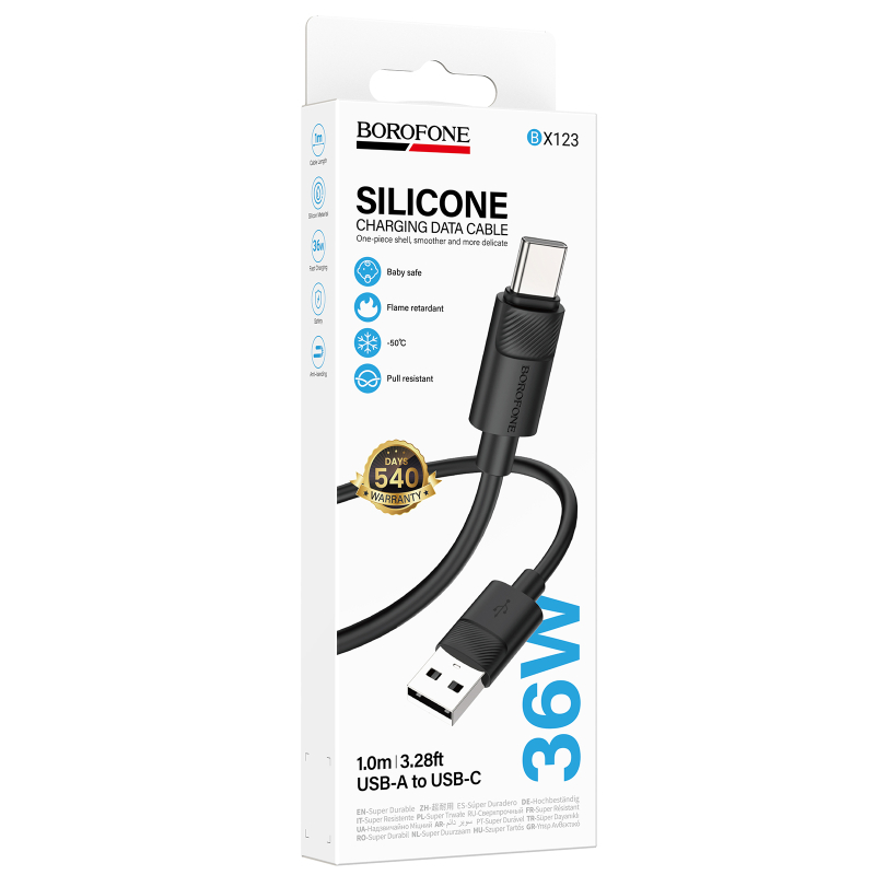 Дата кабель Borofone BX123 Leya USB to Type-C 36W (1m) - Зображення 3