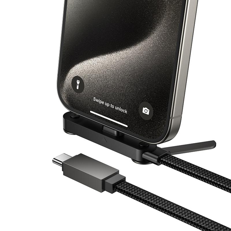 Дата кабель Hoco U150 Exquisite side plug and stand Type-C to Type-C 60W (1.2m) - Зображення 6