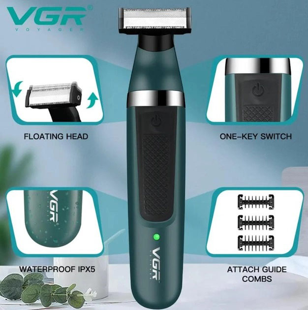 Електробритва VGR V-393 Shaver професійна водонепроникна, чоловіча машинка для гоління - Зображення 3