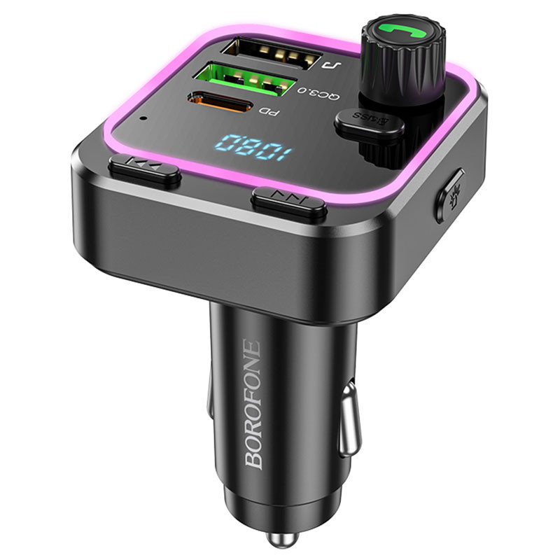 Автомобільний зарядний пристрій FM модулятор Borofone BC53 Highway PD20W+QC3.0 (2USB-A/1C) - Зображення 2