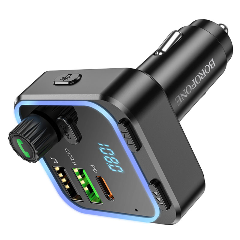 Автомобільний зарядний пристрій FM модулятор Borofone BC53 Highway PD20W+QC3.0 (2USB-A/1C) - Зображення 4