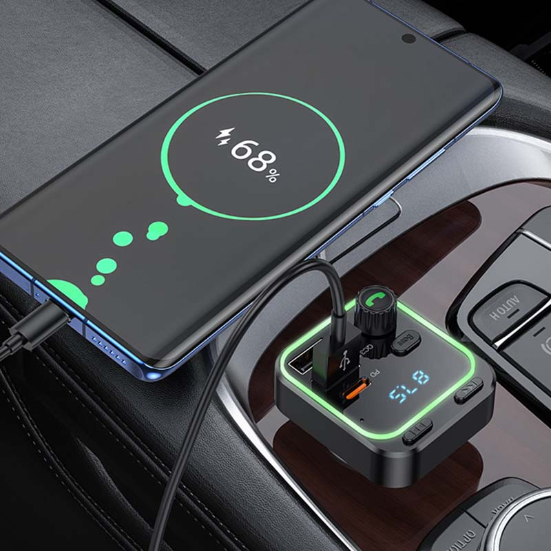 Автомобільний зарядний пристрій FM модулятор Borofone BC53 Highway PD20W+QC3.0 (2USB-A/1C) - Зображення 5
