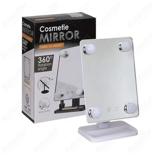 Настольное зеркало для макіяжа Cosmetie mirror 360 Rotation Angel с подсветкой White - Зображення 2