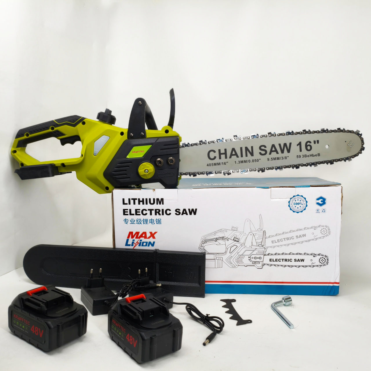 Акумуляторна ланцюгова пилка Chain Saw 16″, 36V, зарядне+ 2 акумулятори, Потужна садова пилка - Зображення 5