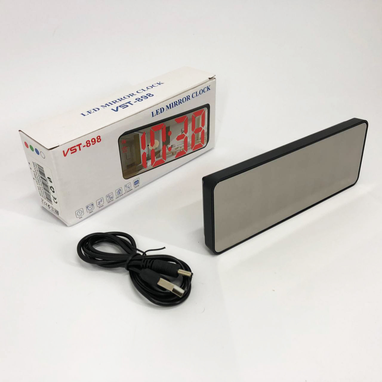 Електронний настільний LED годинник від USB VST-898-4 з будильником і термометром оригінальний настільний годинник - Зображення 6
