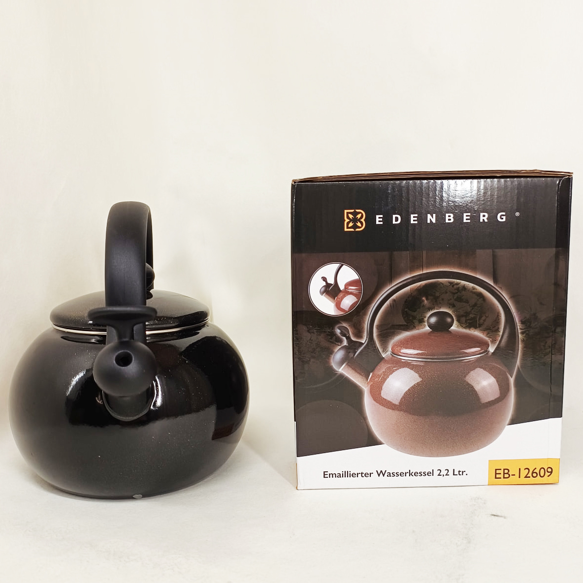 Емальований чайник Edenberg EB-12609 2.2л зі свистком Black - Зображення 3
