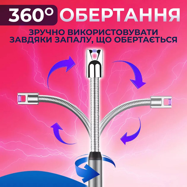 Запальничка електрична BBQ Lighter імпульсна плазмова вітрозахисна USB запальничка для газової плити - Зображення 6