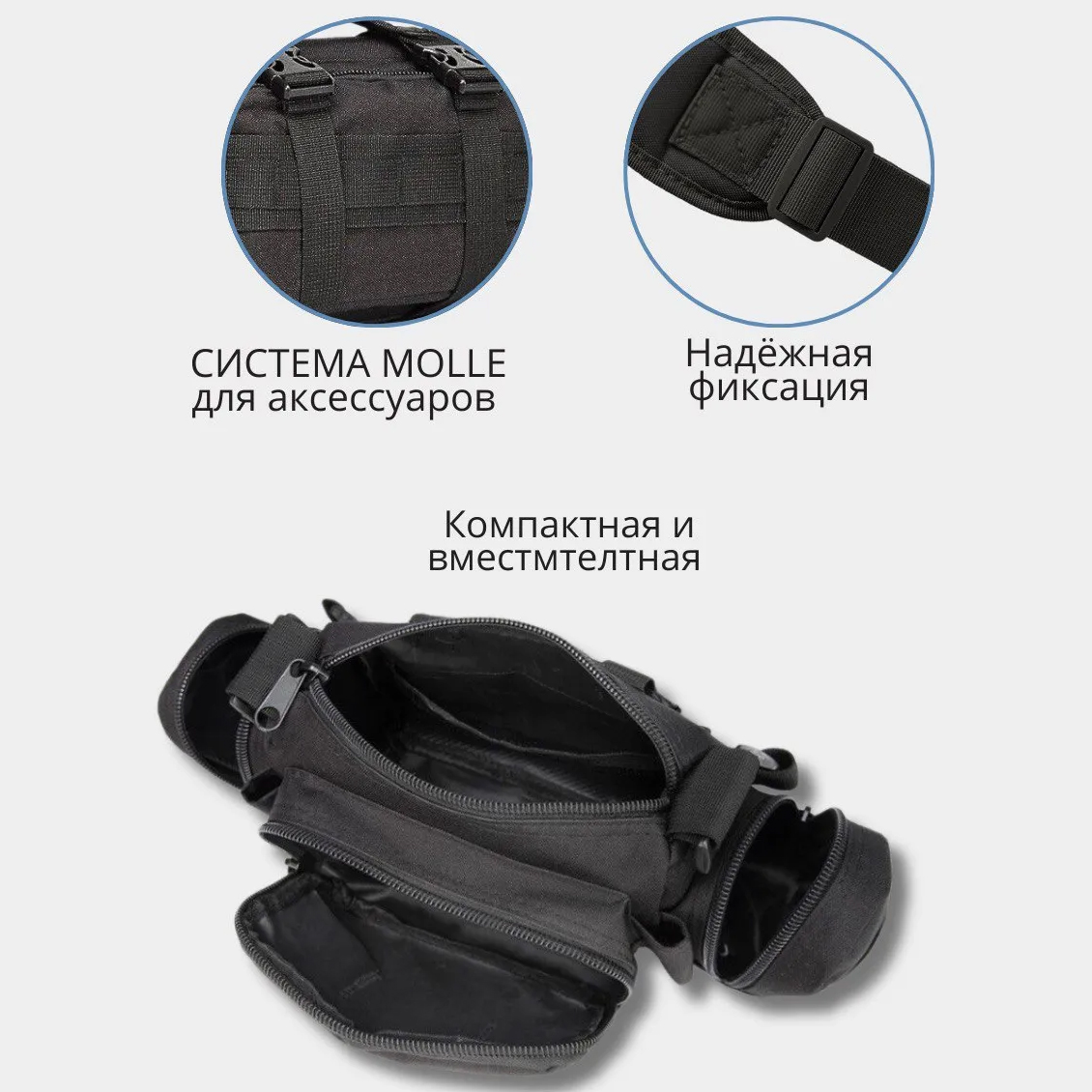 Універсальна тактична сумка – підсумок нагрудна поясна на MOLLE сумка з ременем на плече 5 л - Зображення 4