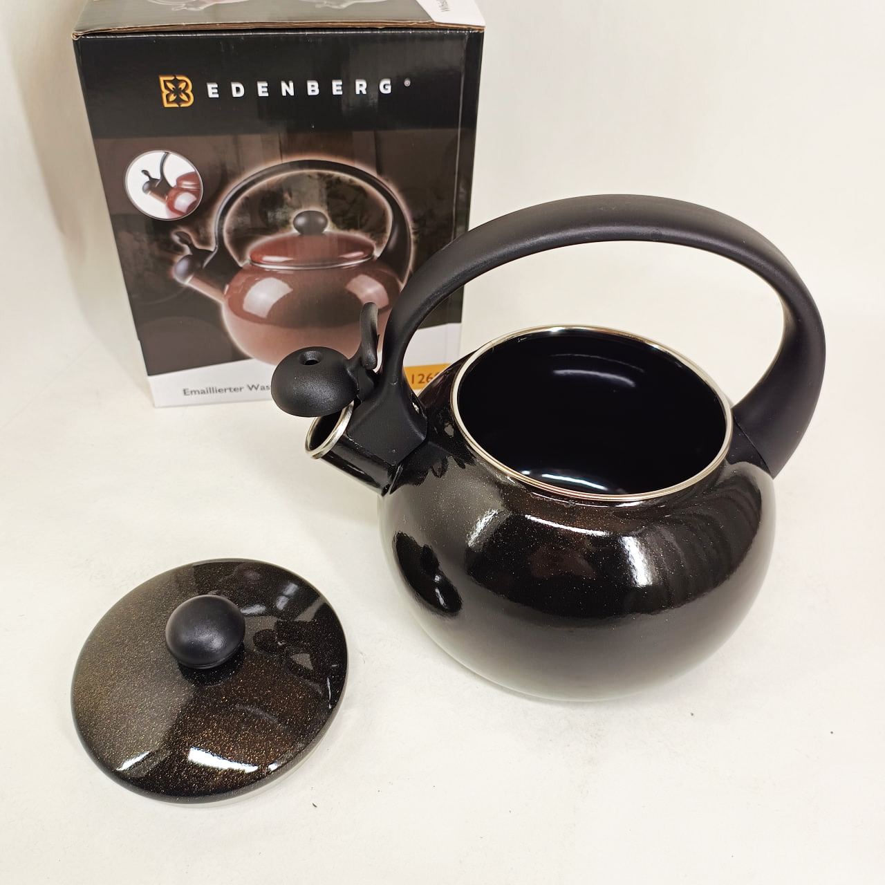 Емальований чайник Edenberg EB-12609 2.2л зі свистком Black - Зображення 2
