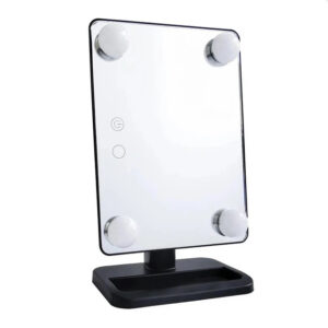 Настольное зеркало для макіяжа Cosmetie mirror 360 Rotation Angel с подсветкой Black