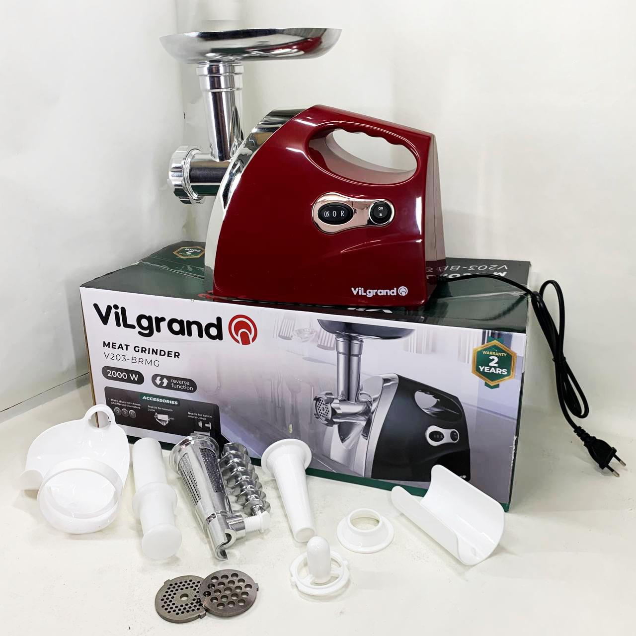 Електром'ясорубка ViLgrand V203-BRMG 2000Вт Red - Зображення 2