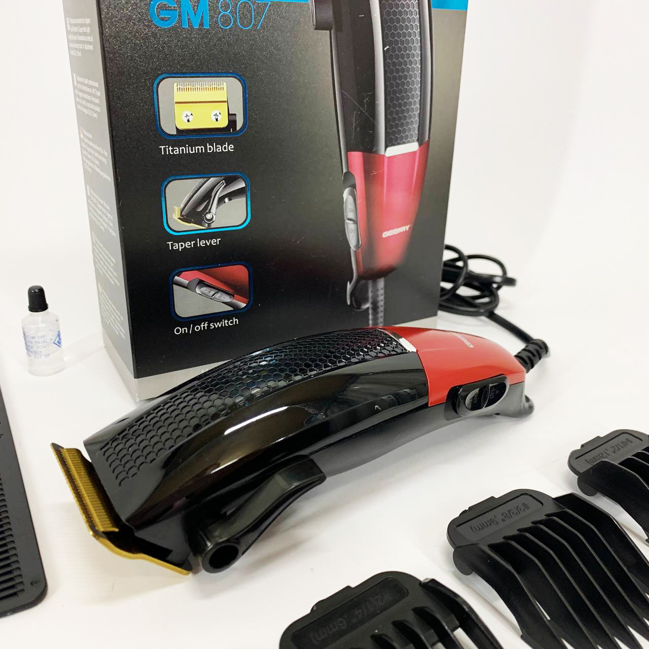 Машинка для стрижки волосся професійна Gemei GM-807, Стильна машинка для стрижки та гоління - Зображення 6