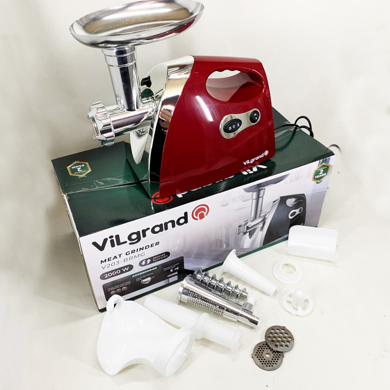 Електром'ясорубка ViLgrand V203-BRMG 2000Вт Red - Зображення 3
