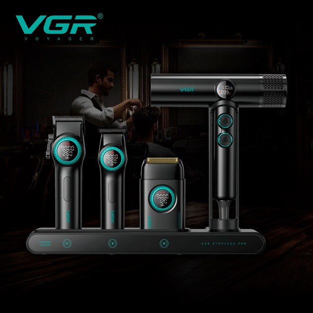 Набір VGR STEPLERSS RPO 4 IN 1 BLACK, триммер, машинка для стрижки, електробритва, фен - Зображення 2