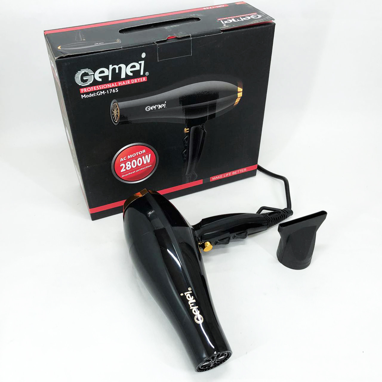 Фен Gemei GM-1765 Професійний фен для волосся дві швидкості та три режими для сушіння та укладання волосся - Зображення 2