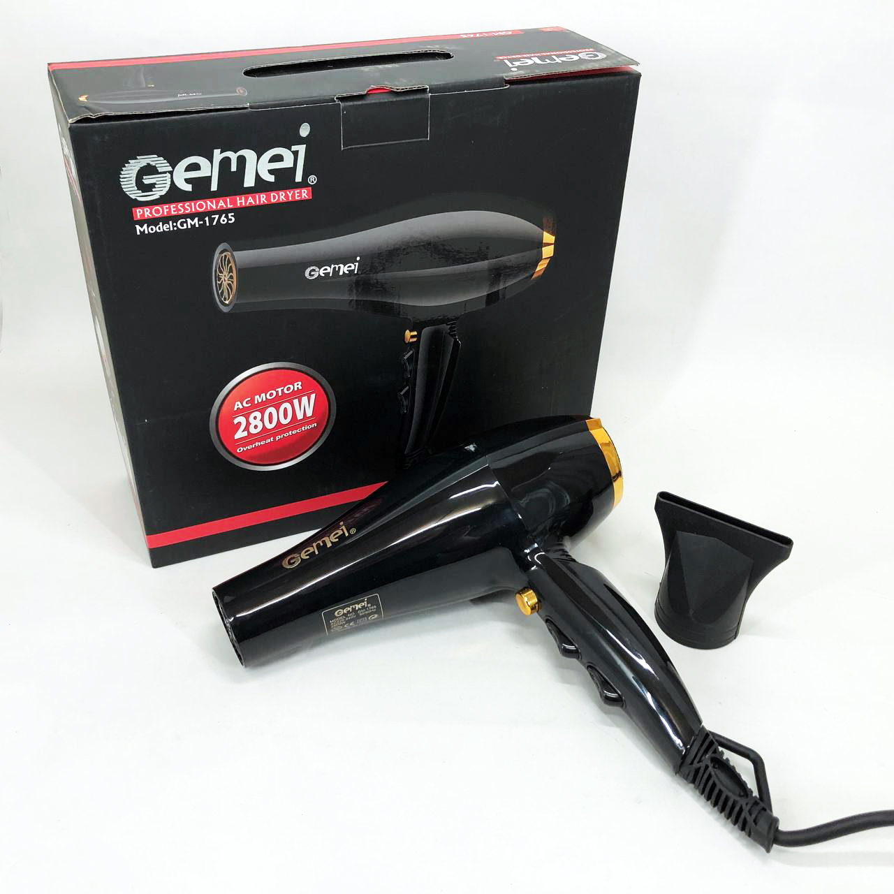 Фен Gemei GM-1765 Професійний фен для волосся дві швидкості та три режими для сушіння та укладання волосся - Зображення 6