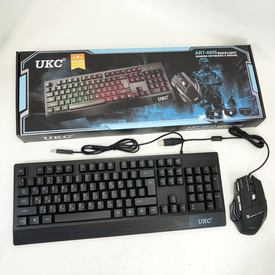 Клавіатура+мишка UKC з LED підсвічуванням від USB M-710, клавіатура ігрова з підсвічуванням та мишкою - Зображення 2